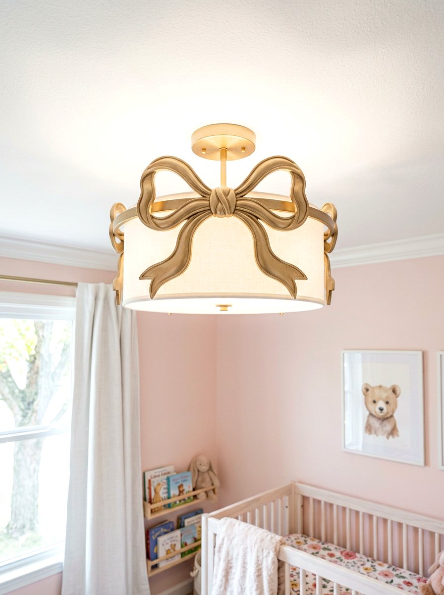 Bow ceiling light - 30 bow nursery decor ideas