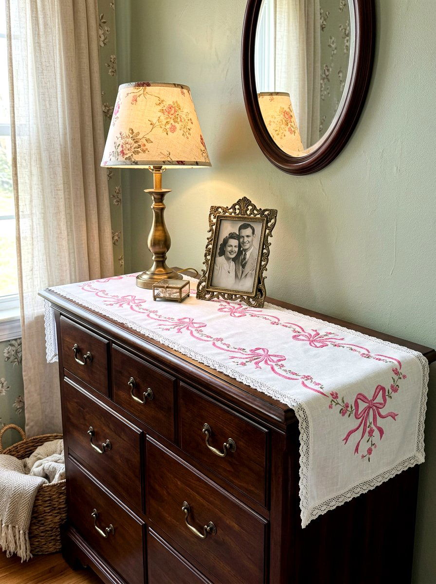 Bow dresser scarf - 30 bow nursery decor ideas
