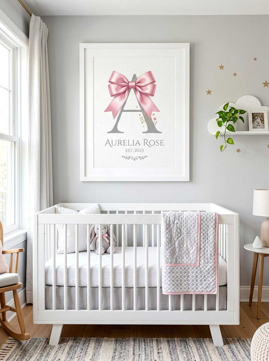Bow monogram art - 30 bow nursery decor ideas