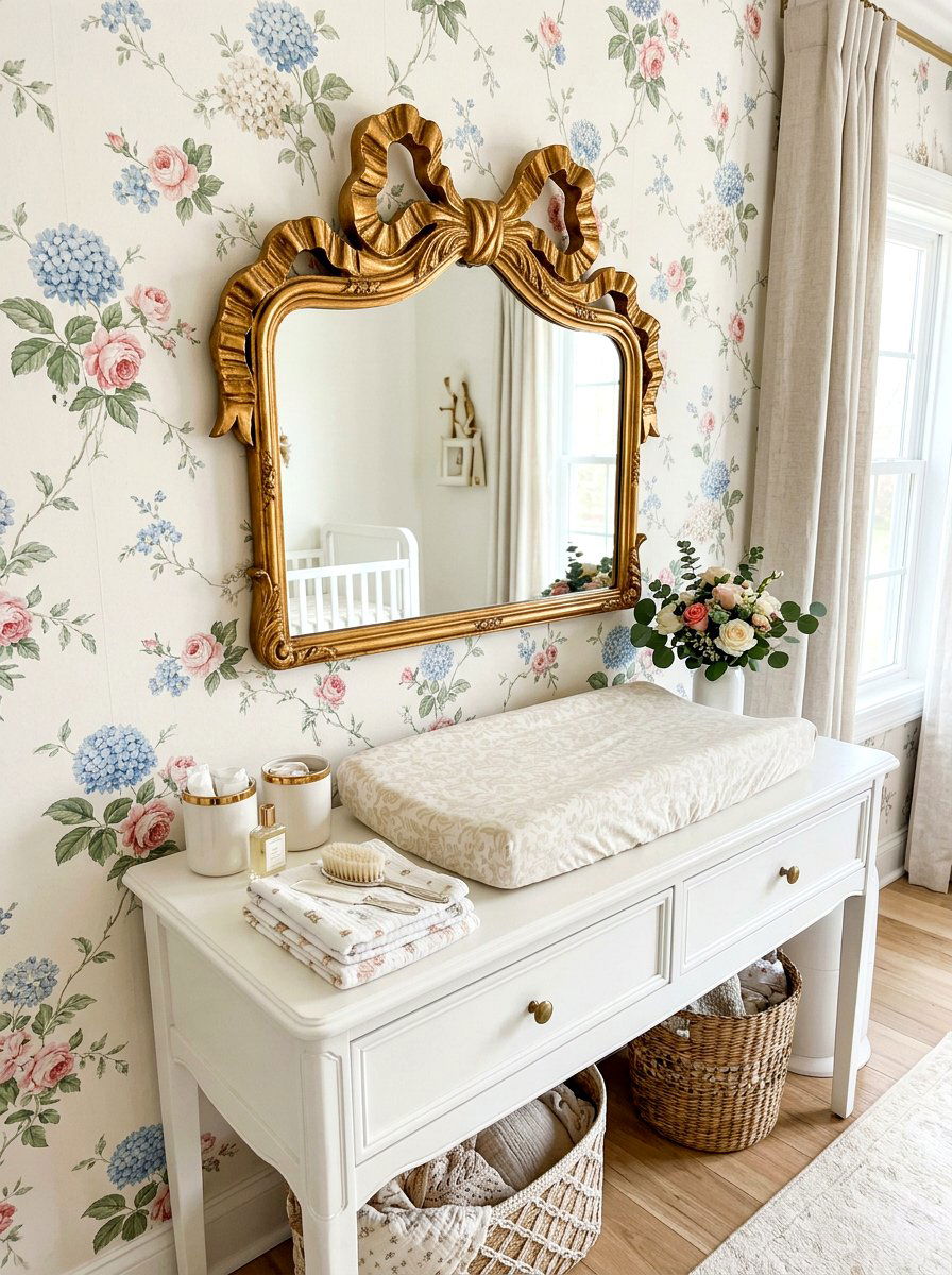 Bow shape mirror - 30 bow nursery decor ideas