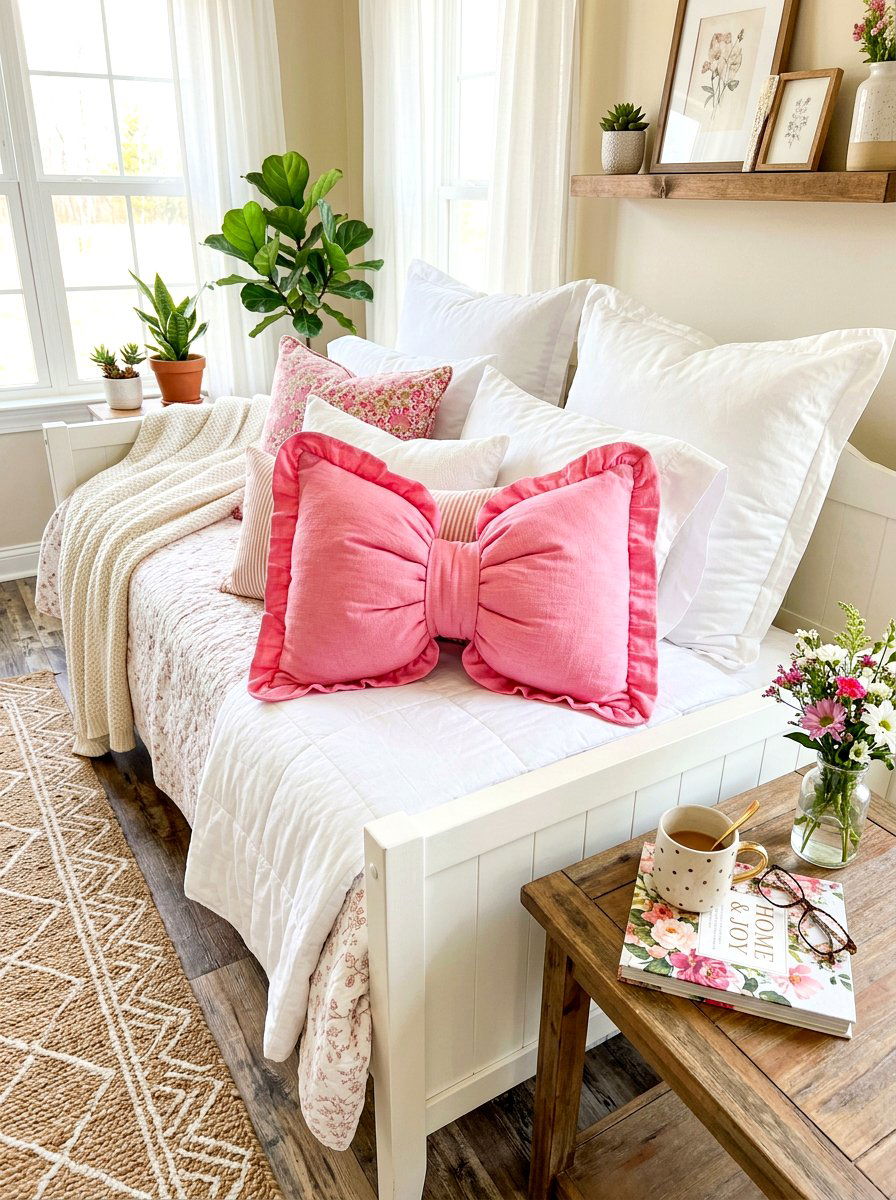 Bow shape sham - 30 bow nursery decor ideas