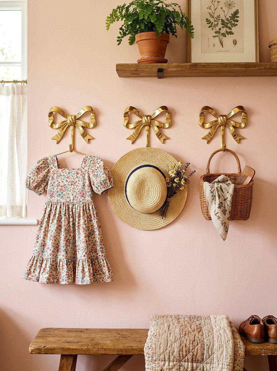 Bow wall hooks - 30 bow nursery decor ideas