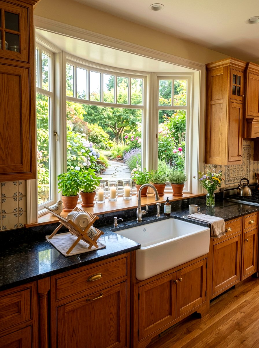 Bow window over sink - 30 sink window kitchen ideas
