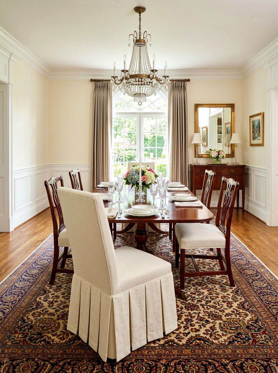 Box pleat slipcover - 30 slipcovered dining chair ideas