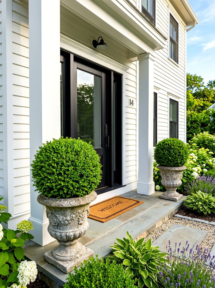 Boxwood Ball Planter - 30 topiary porch ideas