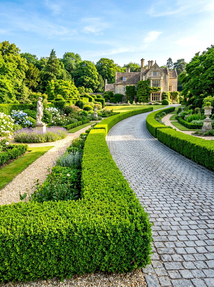 Boxwood Driveway Border - 30 driveway border ideas