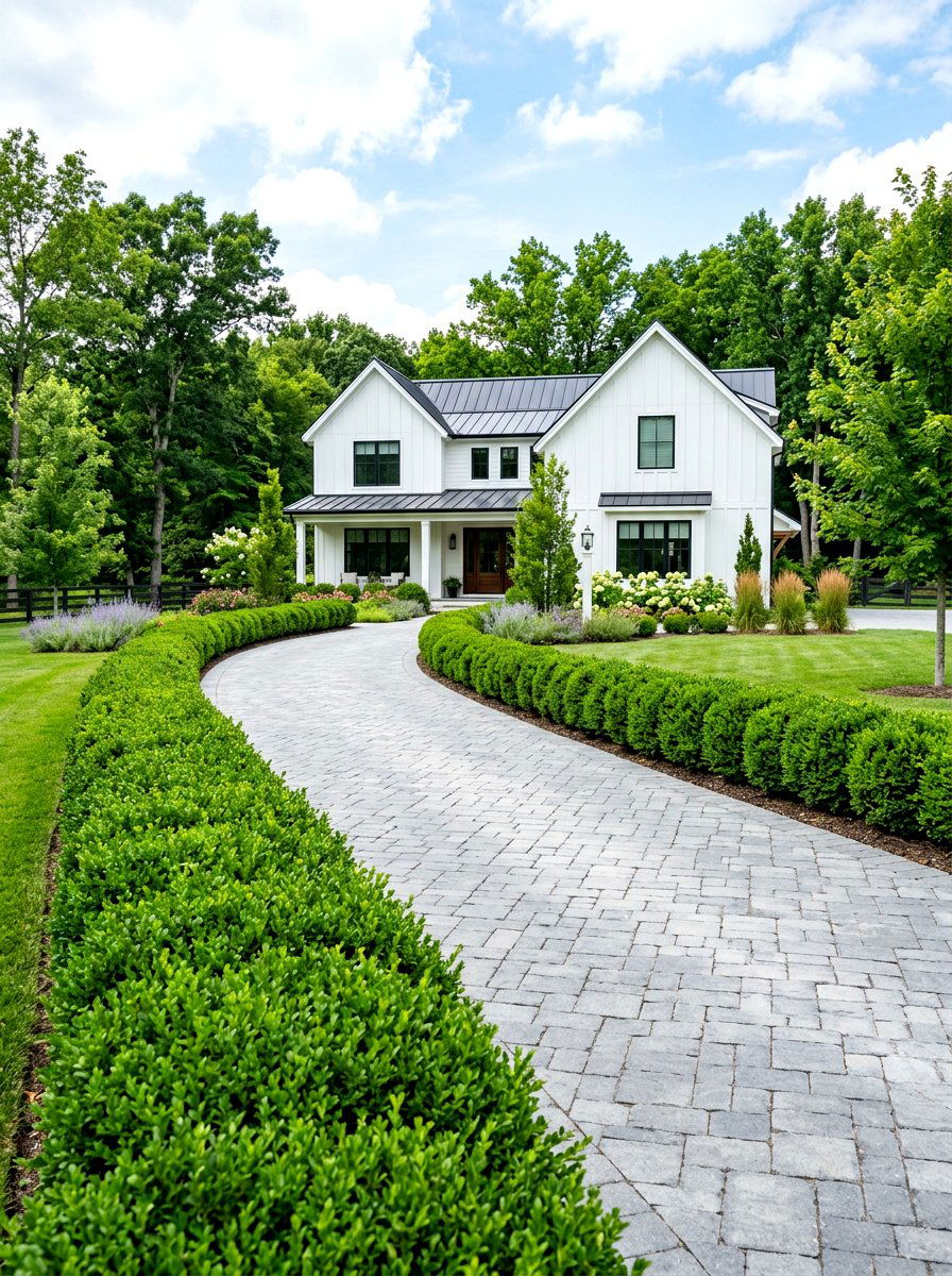Boxwood Driveway Lining - 30 boxwood border ideas