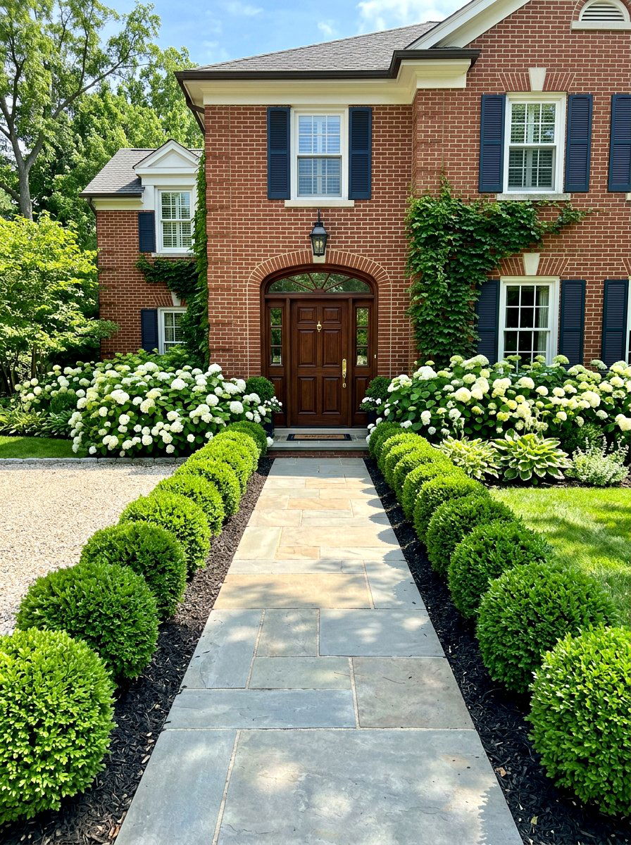 Boxwood Front Entryway - 30 boxwood border ideas