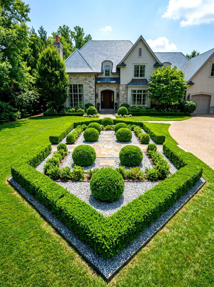 Boxwood Front Yard Island Bed - 30 front yard island bed ideas