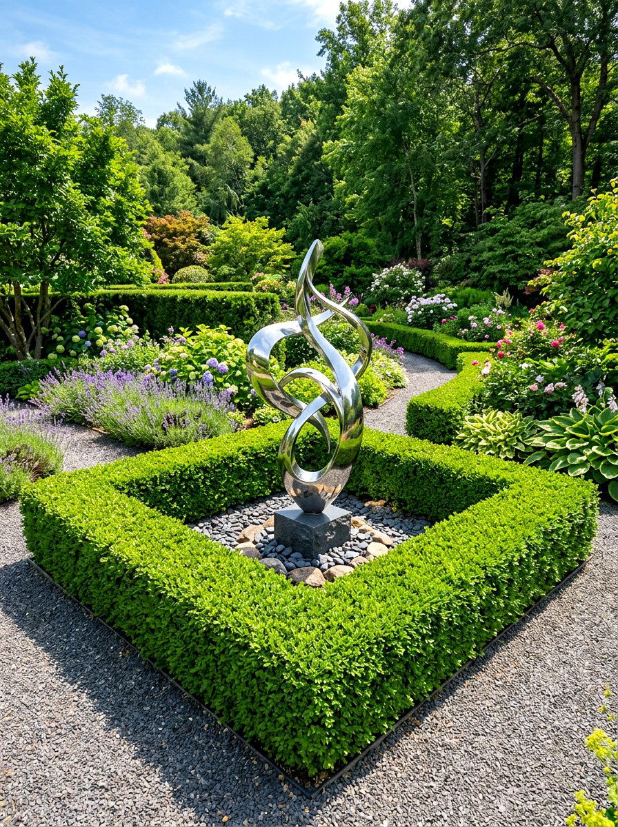 Boxwood Garden Sculpture - 30 boxwood border ideas