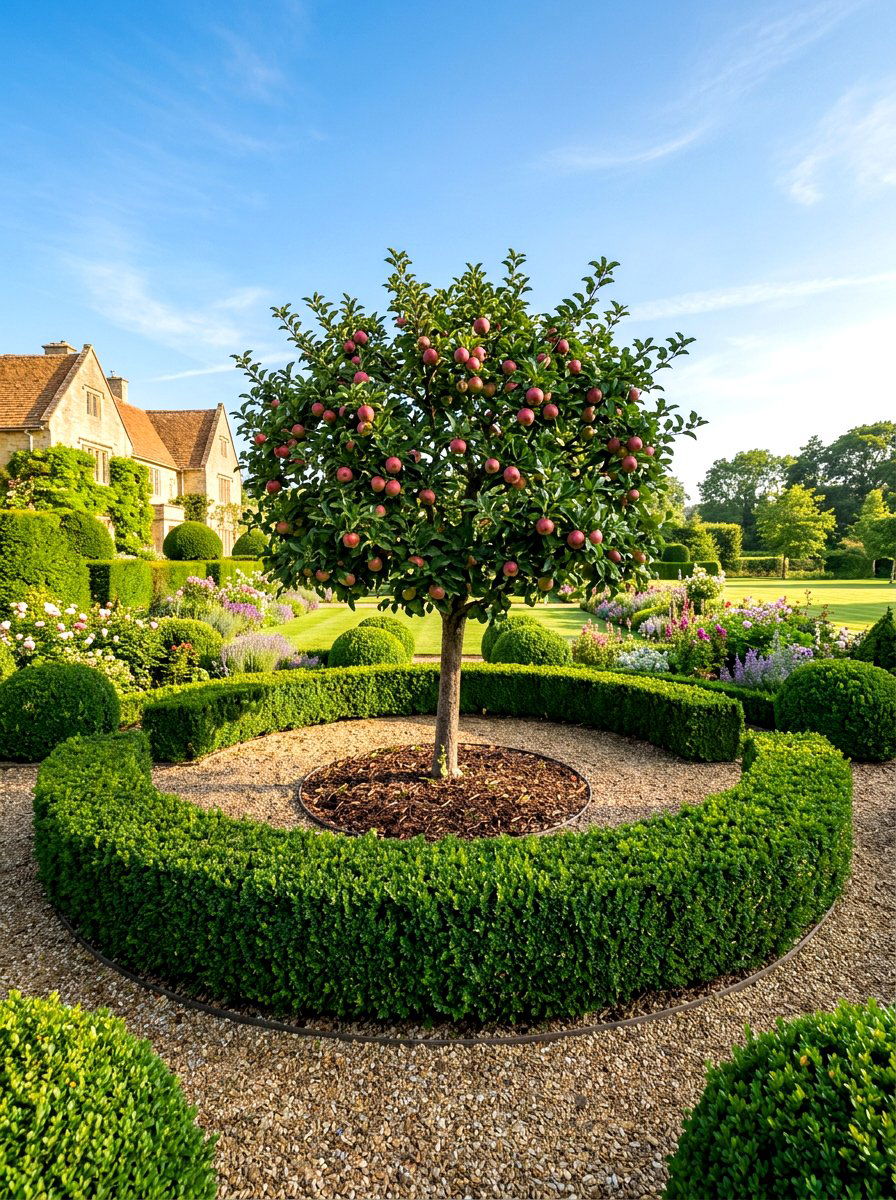 Boxwood Hedge Apple Tree Border - 30 apple tree border ideas