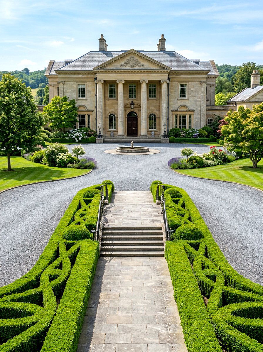 Boxwood Hedge Border - 30 front steps makeover ideas