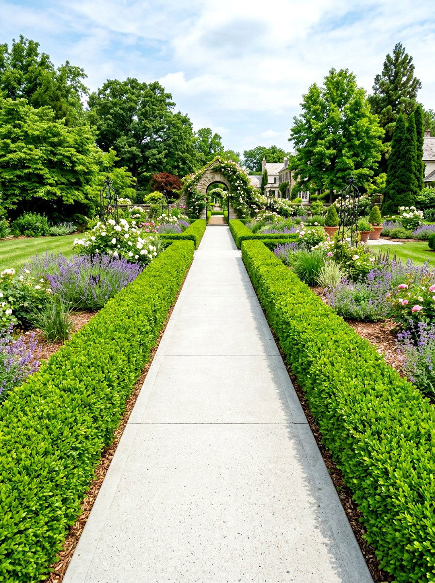 Boxwood Hedge Border - 30 small front yard ideas