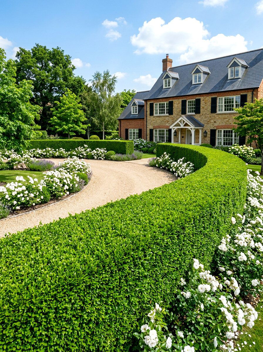 Boxwood Hedge Fence - 30 front yard fence ideas