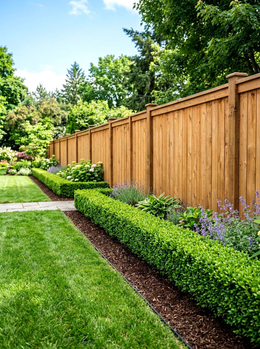 Boxwood Hedge Fence Border - 30 fence landscaping ideas