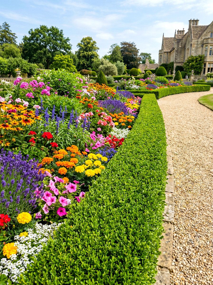 Boxwood Hedge Flower Border - 30 flower bed border ideas