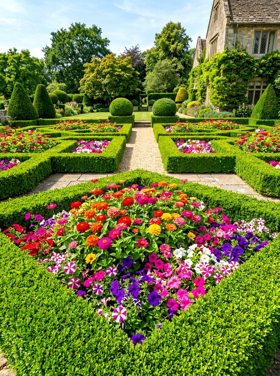 Boxwood Hedge Framing - 30 flower bed plant ideas