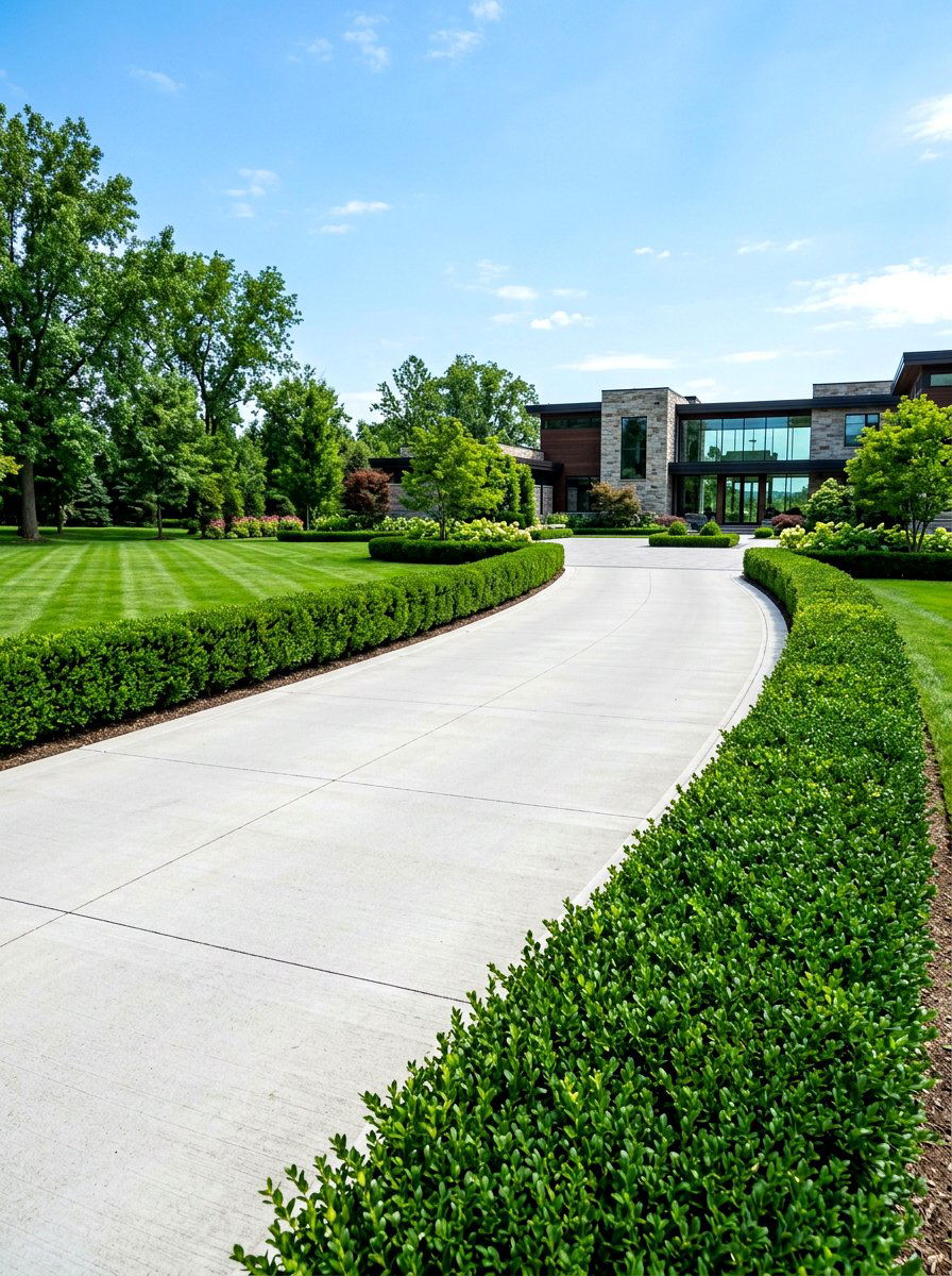 Boxwood Hedge Landscaping - 30 driveway landscaping ideas