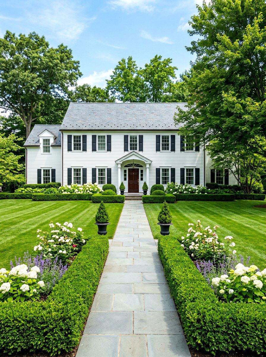 Boxwood Hedge Landscaping - 30 colonial house exterior ideas