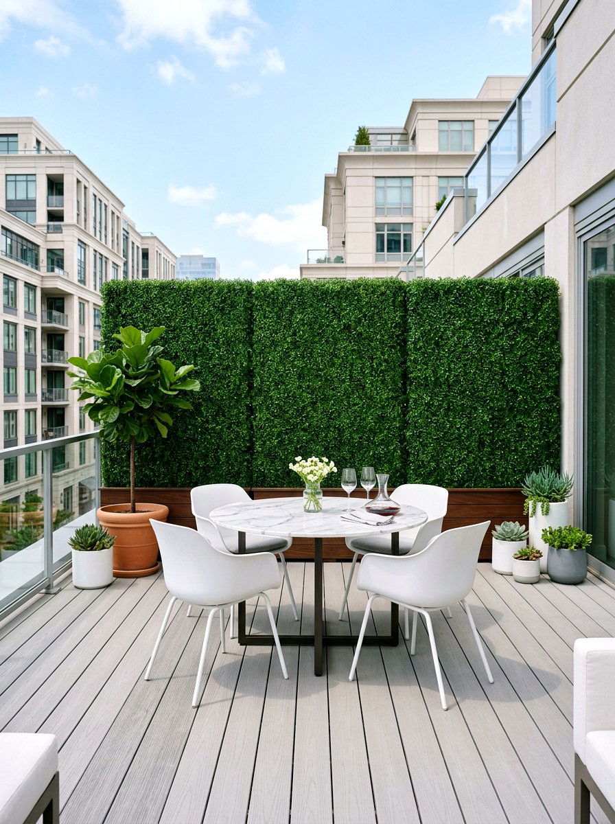 Boxwood Hedge Privacy Screen - 30 deck privacy wall ideas