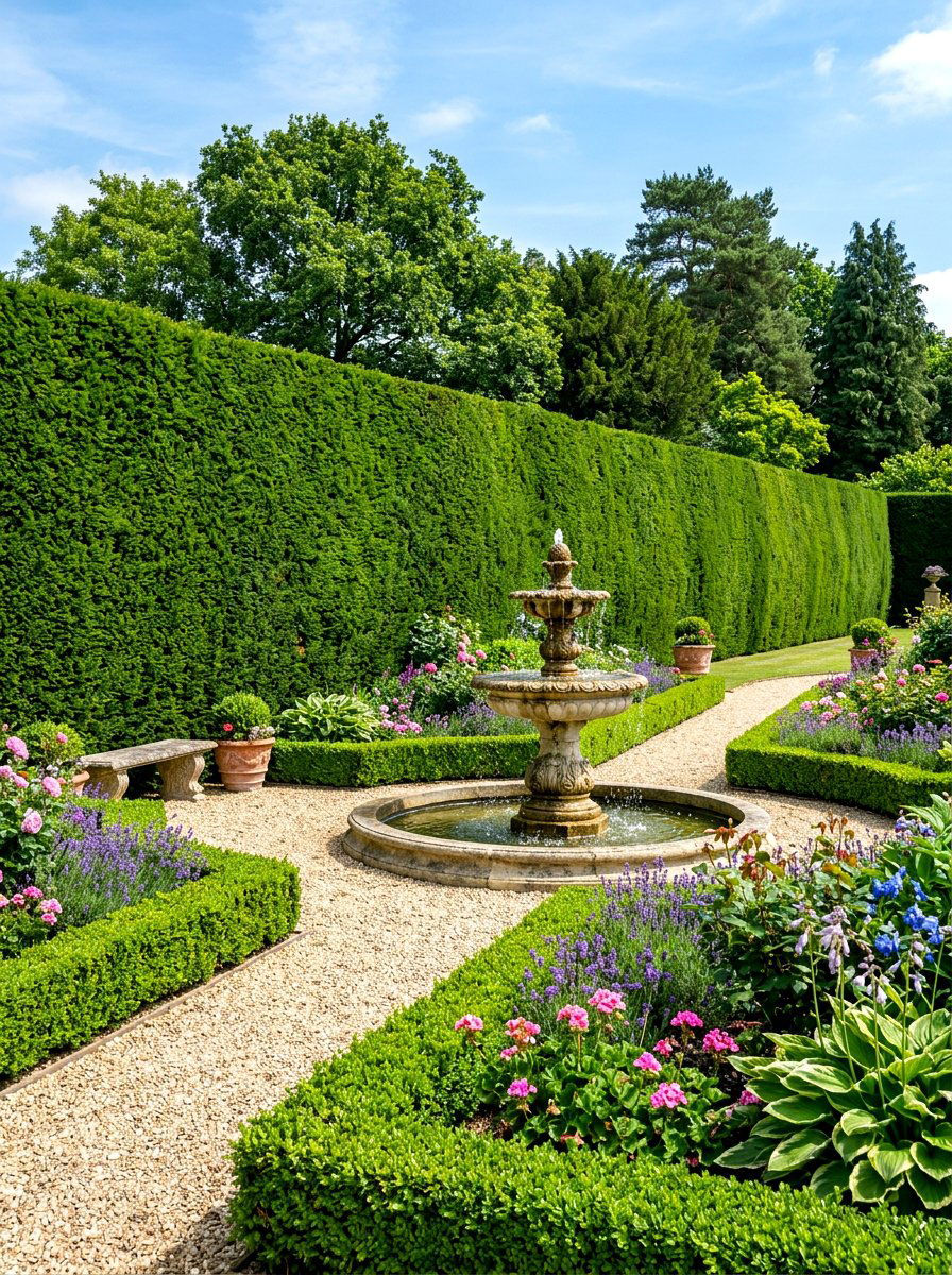 Boxwood Hedge Screen - 30 decorative fence ideas