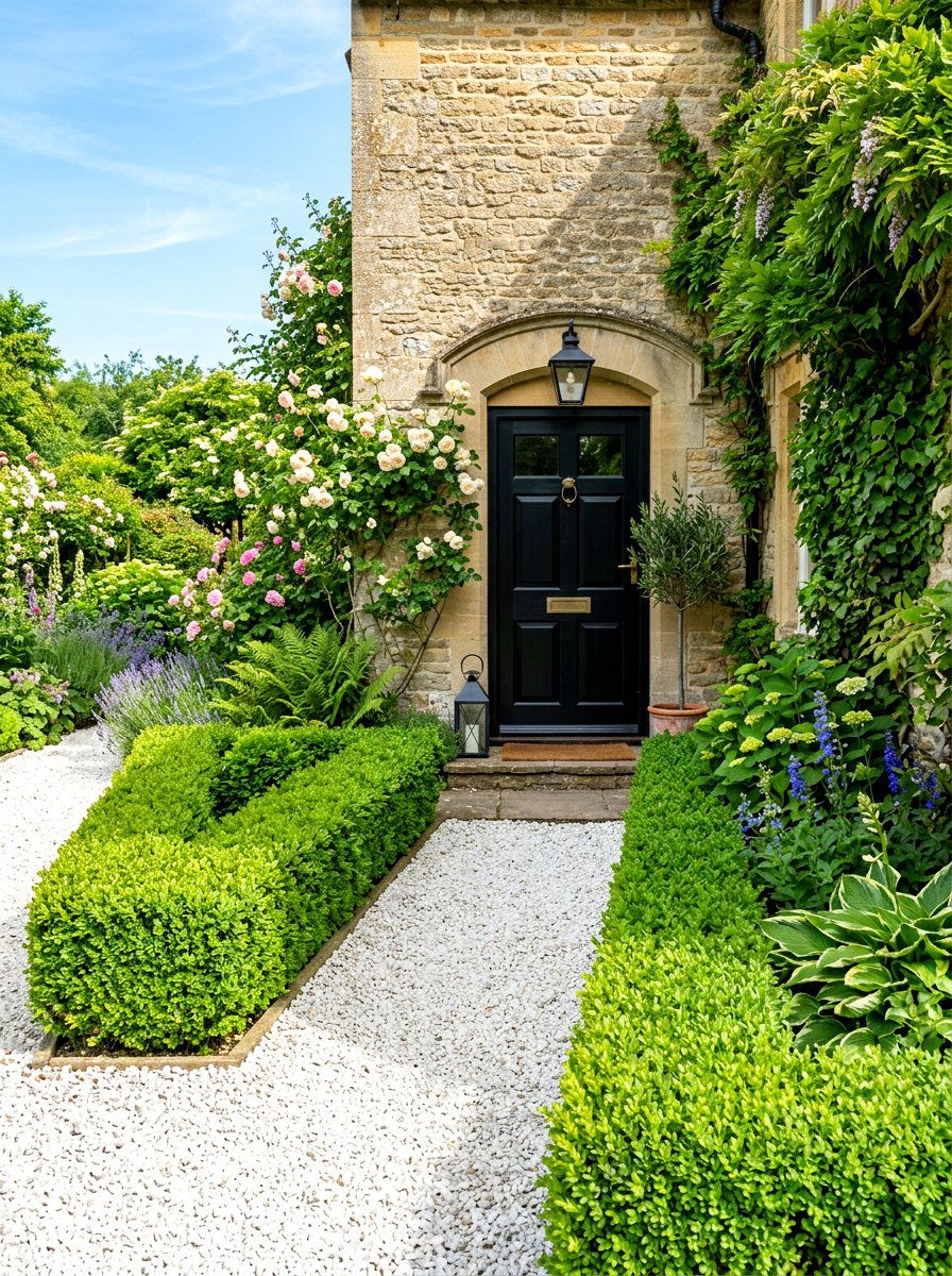 Boxwood Hedge Side Entry - 30 side entrance ideas