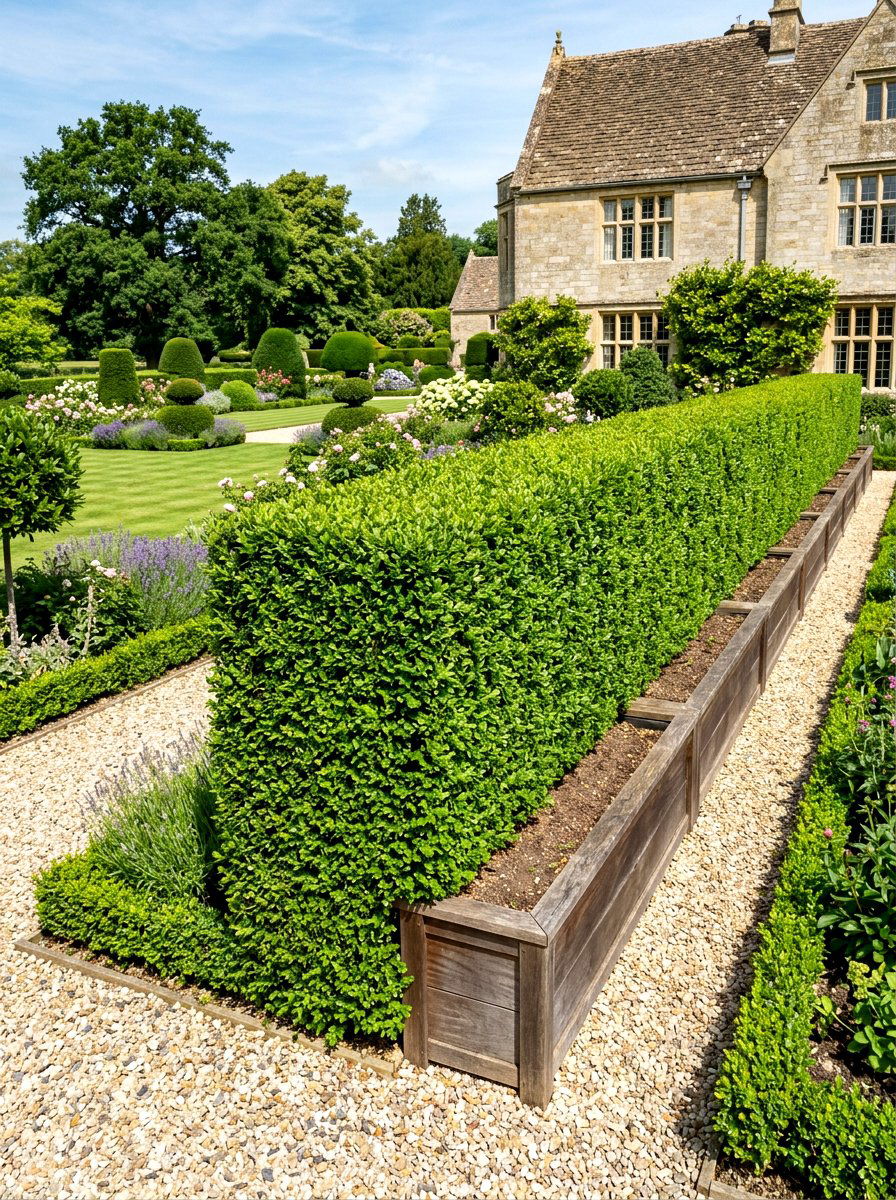 Boxwood Hedge Wall - 30 privacy wall planter ideas