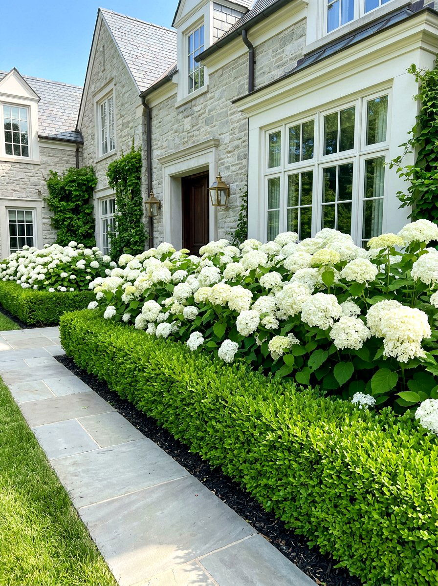 Boxwood Hydrangea Foundation - 30 hydrangea border curb appeal ideas