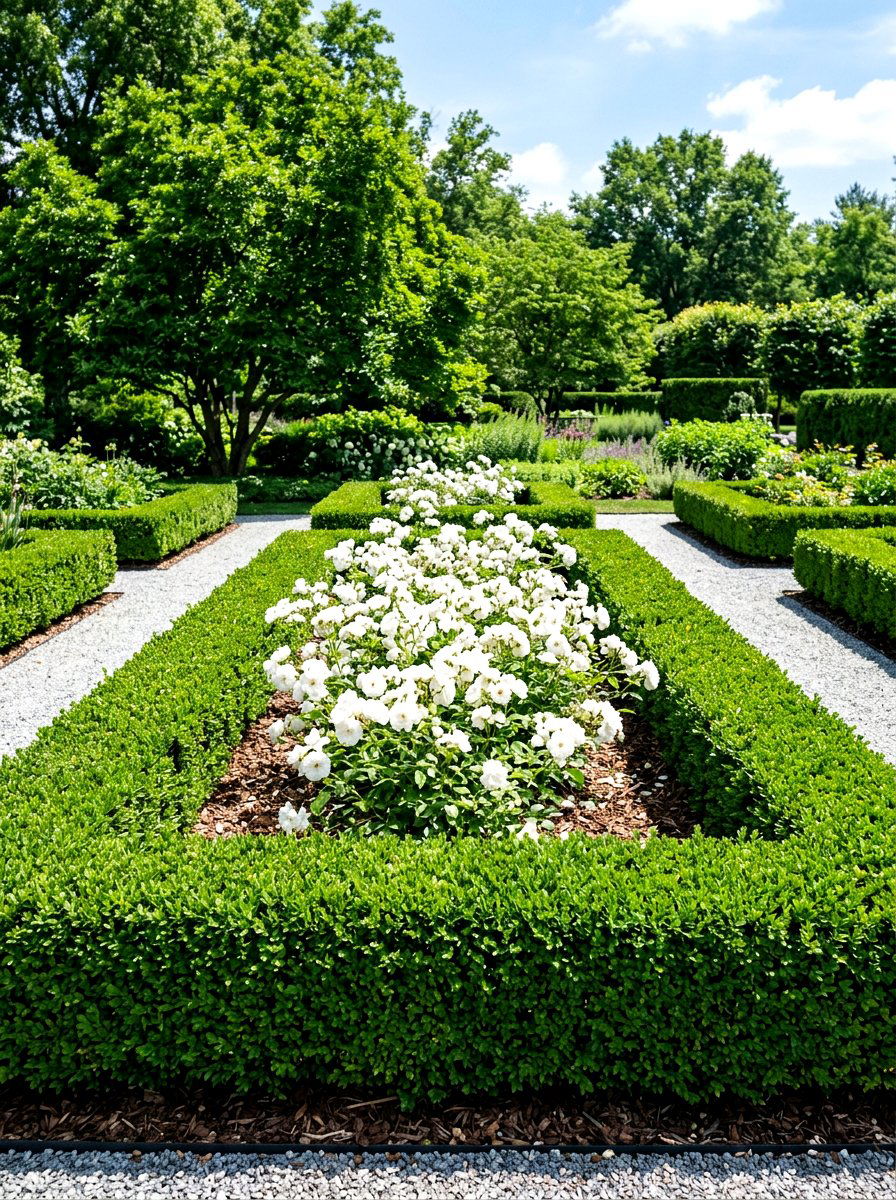 Boxwood Minimalist Hedge Bed - 30 modern flower bed ideas