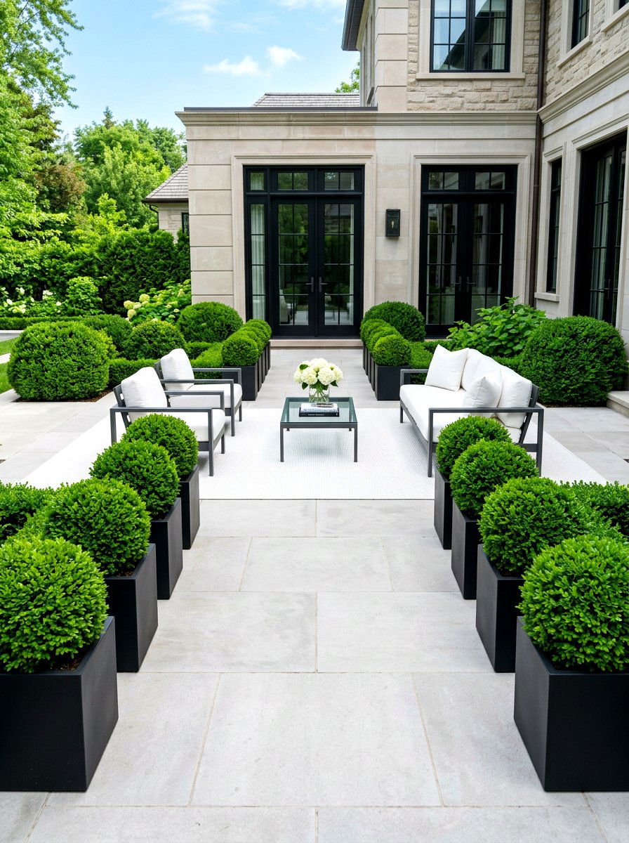 Boxwood Patio Design - 30 patio plant ideas