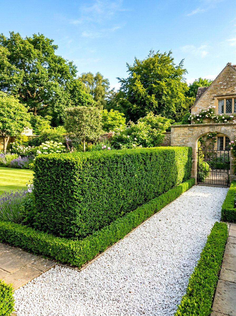Boxwood Privacy Hedge - 30 trash enclosure privacy ideas