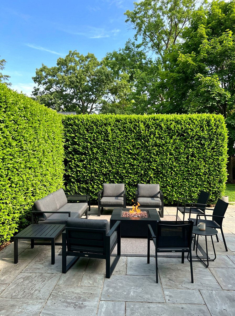 Boxwood Privacy Screen - 30 hedge wall patio ideas
