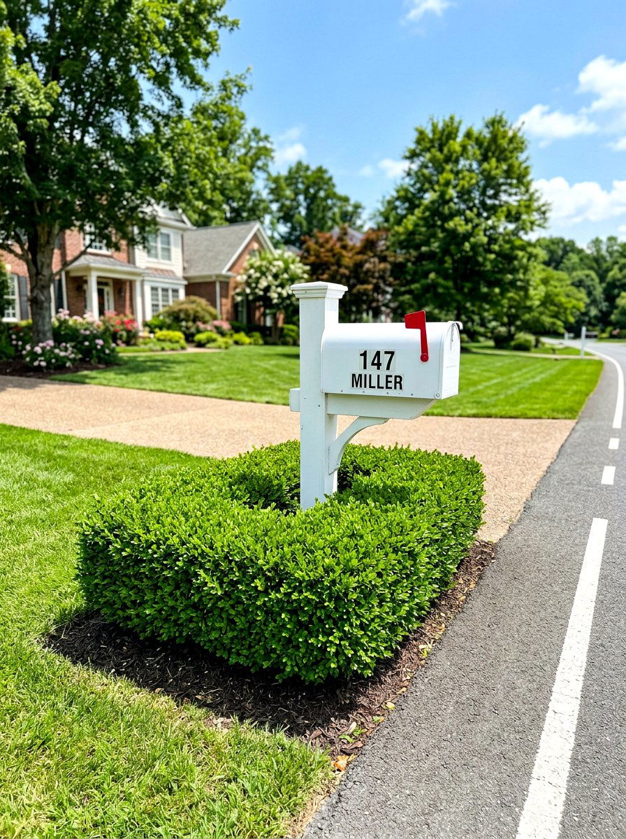 Boxwood Shrub Mailbox Border - 30 mailbox curb appeal ideas