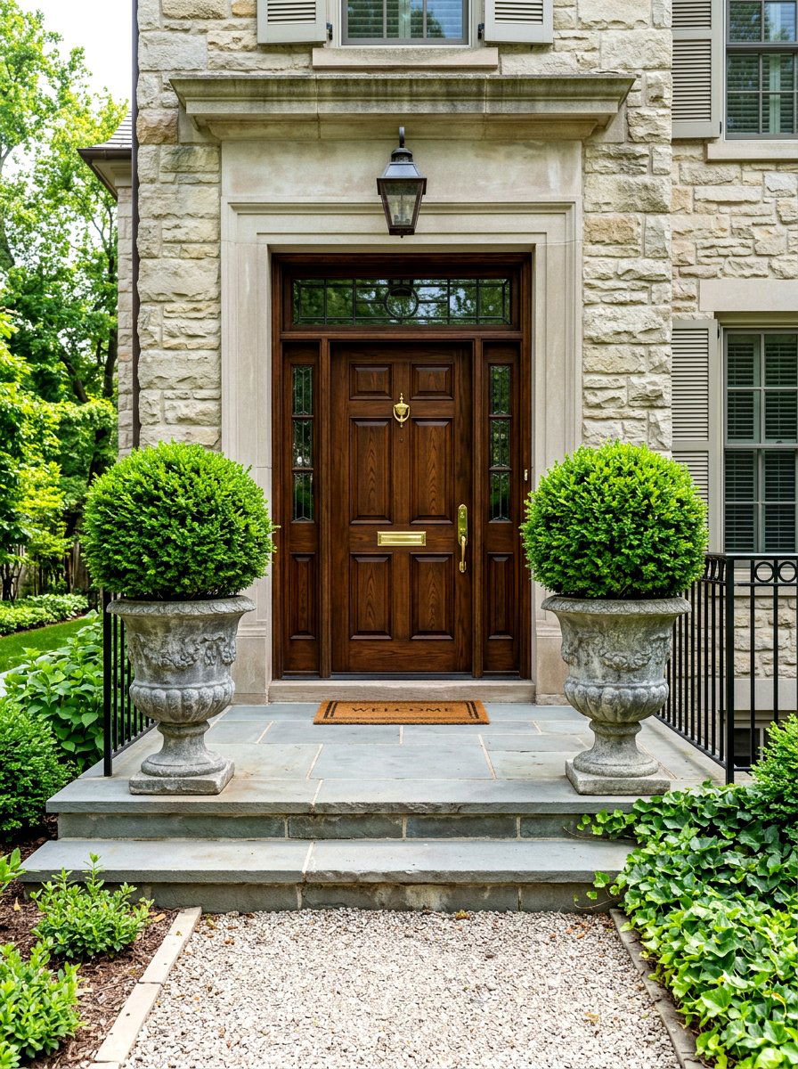 Boxwood Shrubs In Stone Pots - 30 townhouse stoop ideas