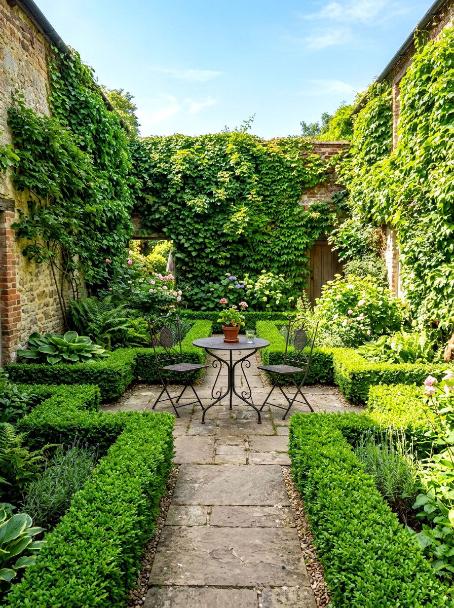 Boxwood Small Courtyard - 30 boxwood border ideas