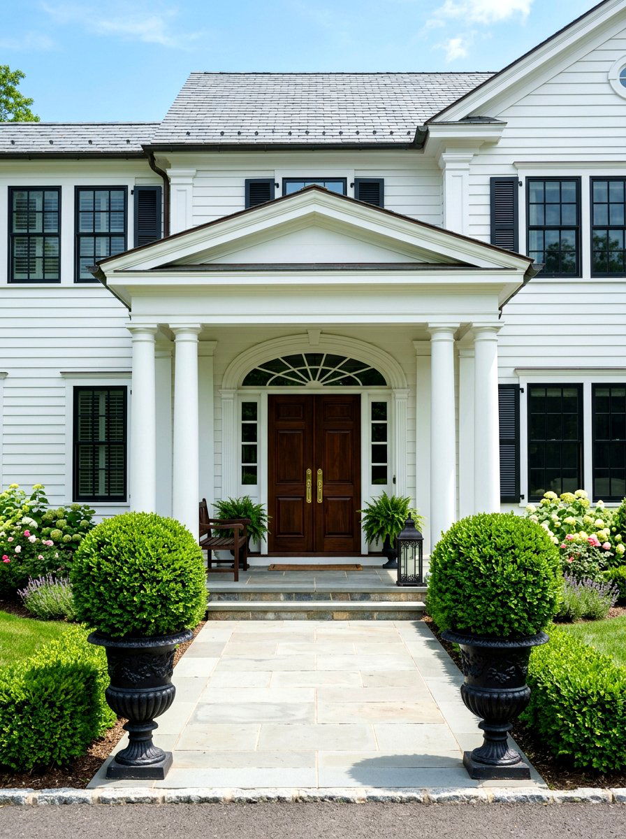 Boxwood Topiary Trees - 30 spring front porch ideas