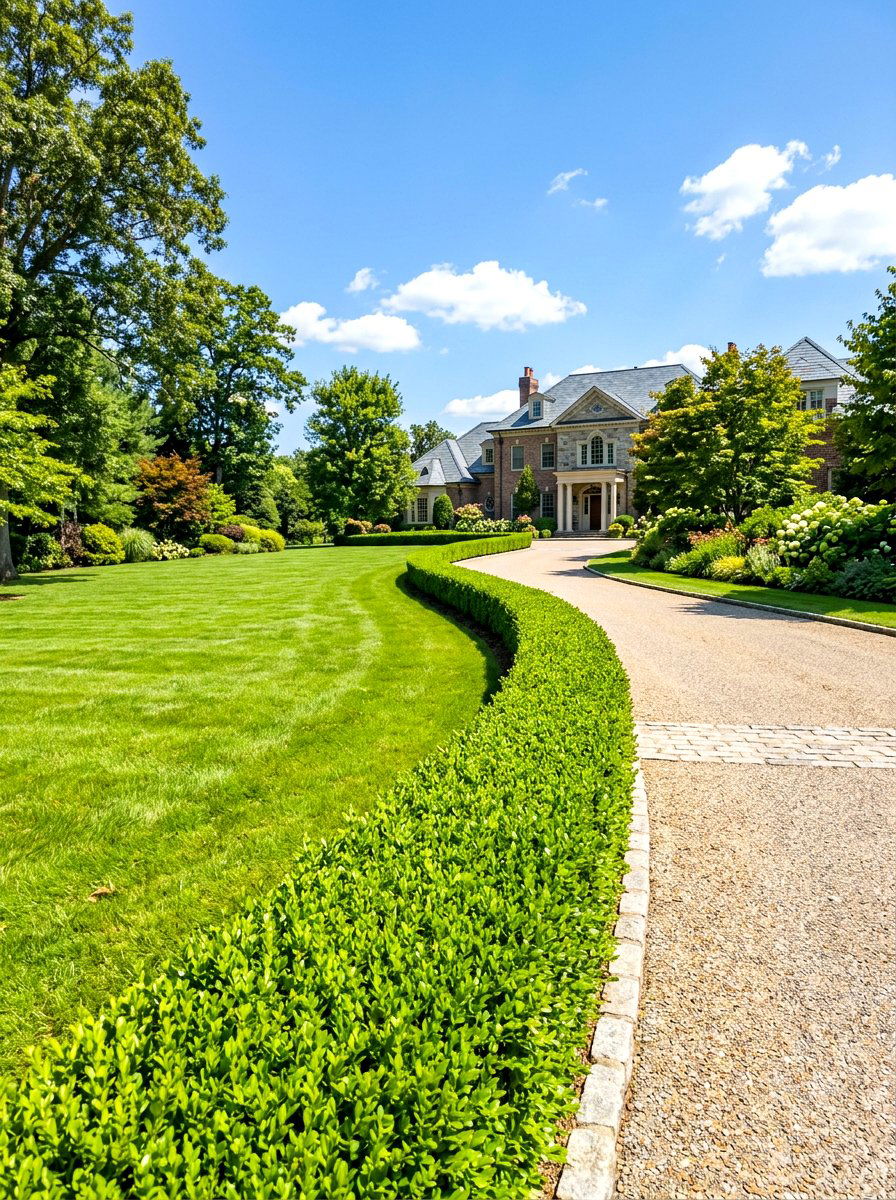 Boxwood driveway edging - 30 boxwood front yard ideas