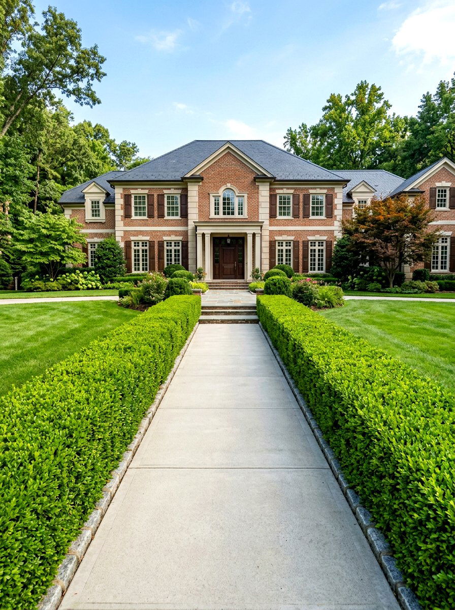 Boxwood hedge border - 30 low maintenance front yard ideas