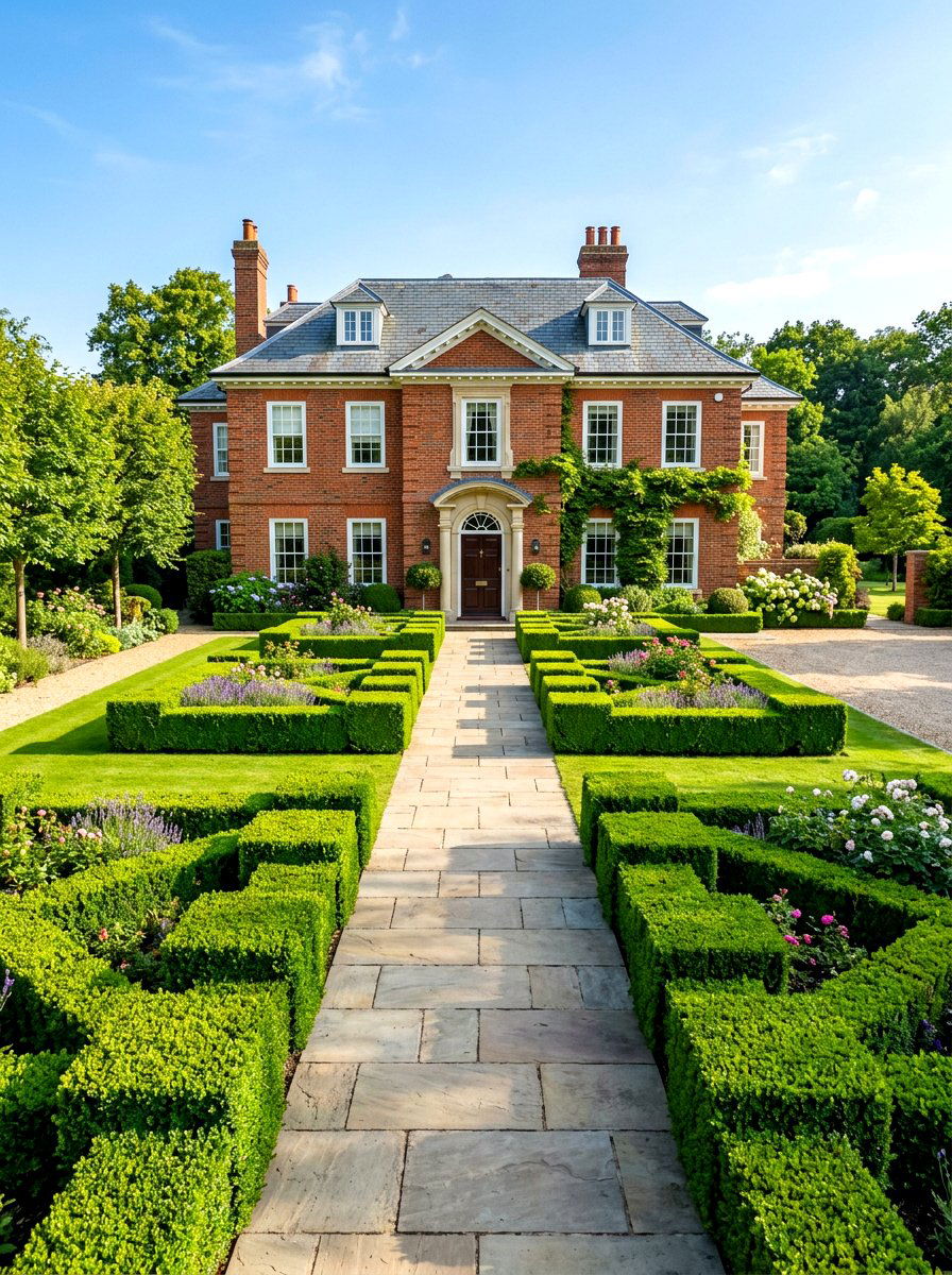 Boxwood hedge front yard - 30 evergreen front yard ideas