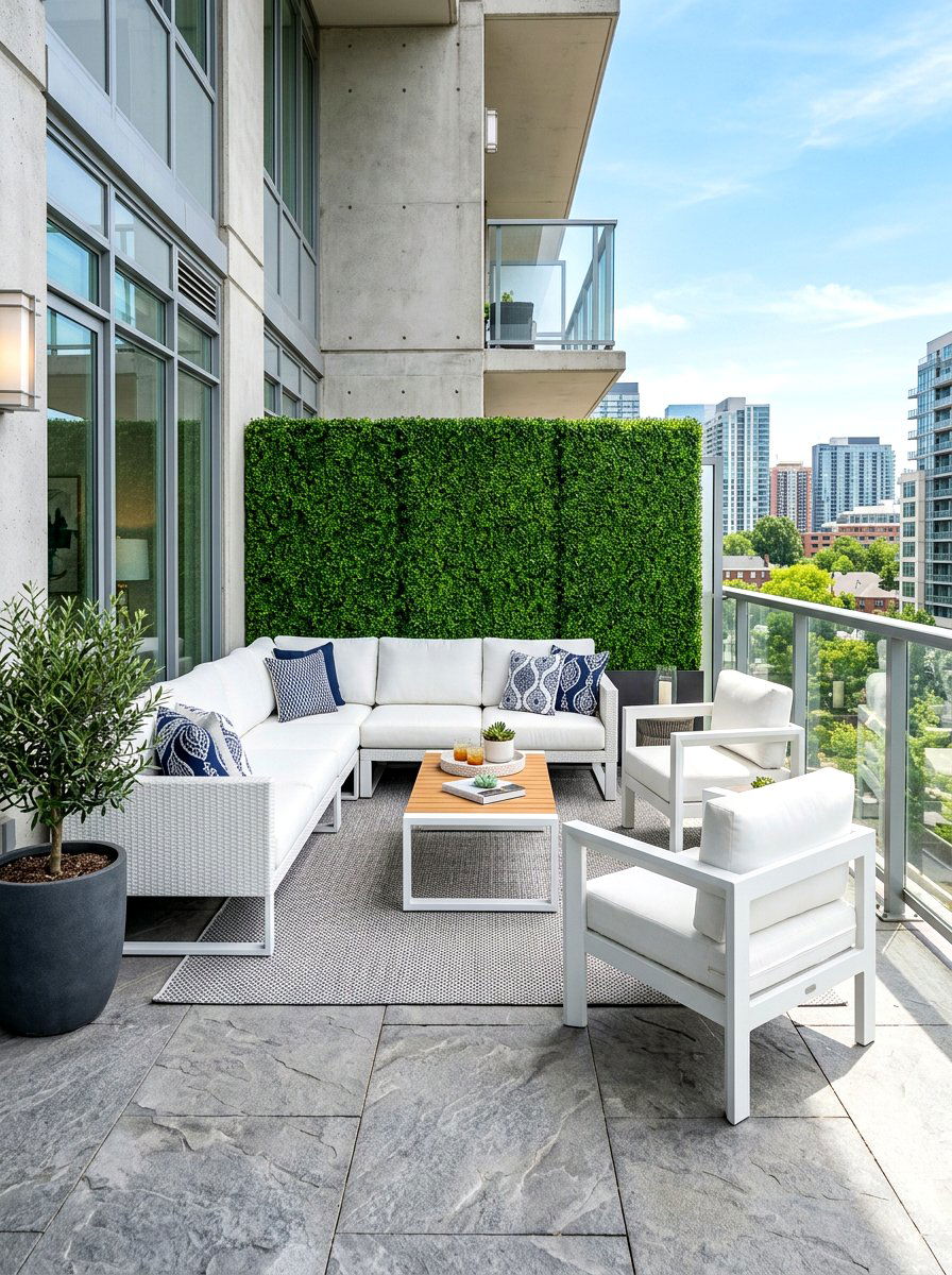 Boxwood hedge wall - 30 apartment patio privacy ideas