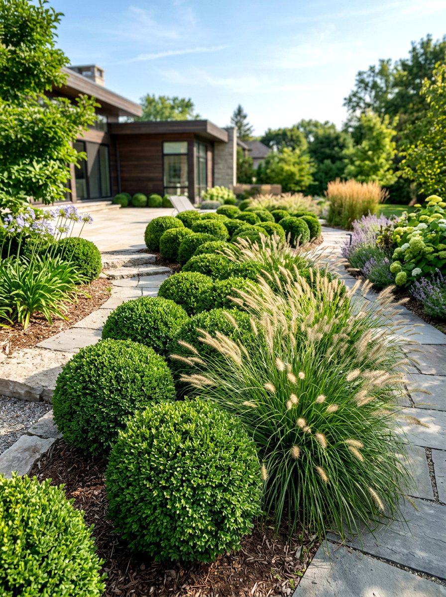 Boxwood ornamental grass - 30 boxwood front yard ideas