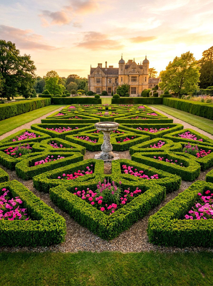 Boxwood parterre garden - 30 boxwood front yard ideas