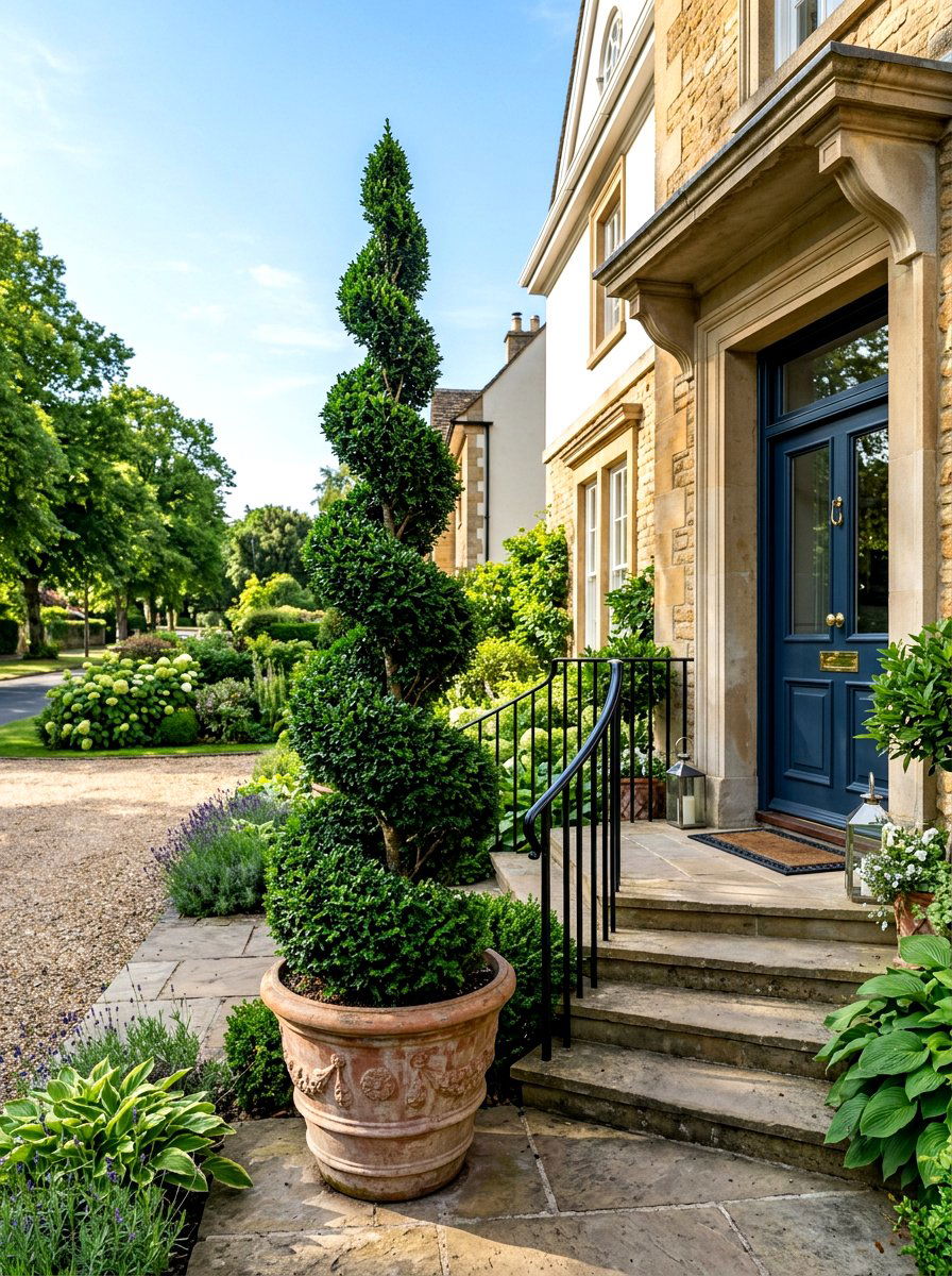 Boxwood spiral tree - 30 boxwood front yard ideas