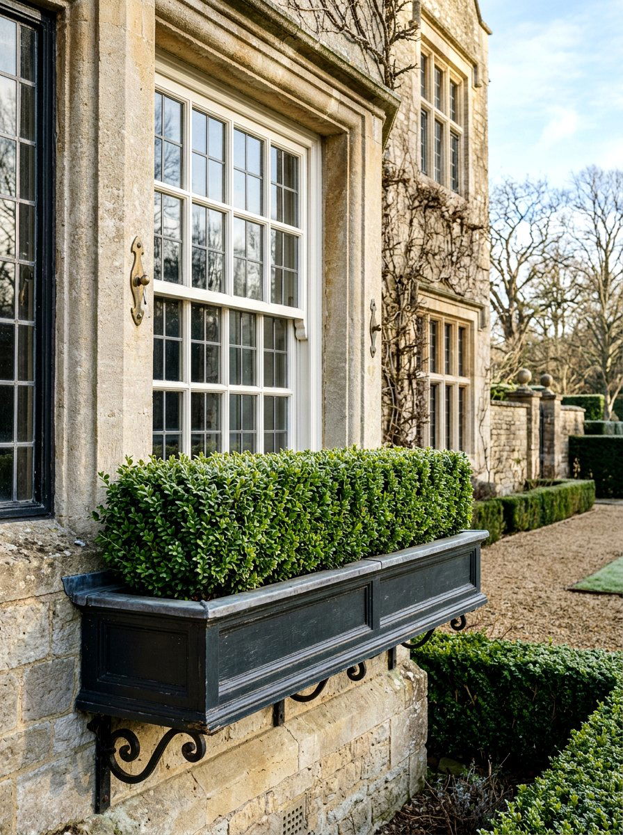 Boxwood window box - 30 window box ideas