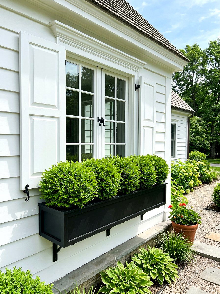 Boxwood window box - 30 boxwood front yard ideas