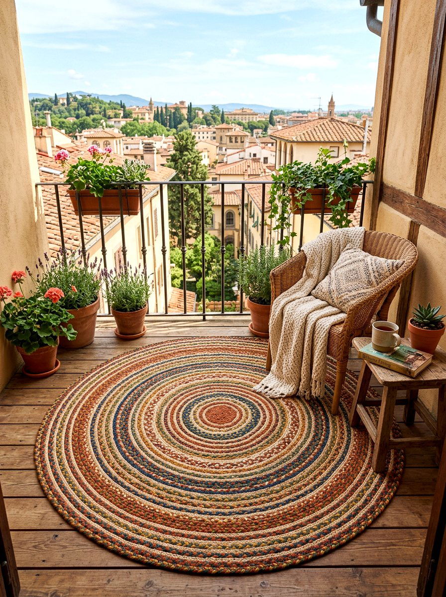 Braided Circle Rug - 30 balcony rug ideas
