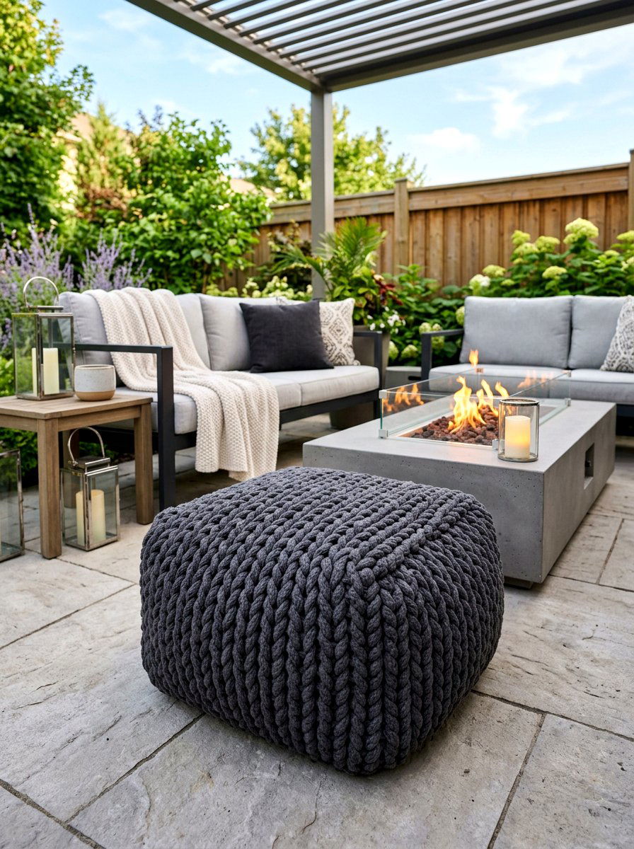 Braided Cotton Floor Pouf - 30 outdoor floor cushion ideas