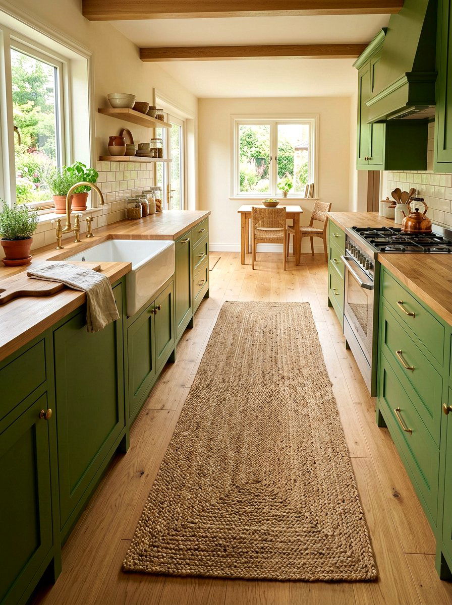 Braided Jute Kitchen Rug - 30 cabbagecore kitchen ideas