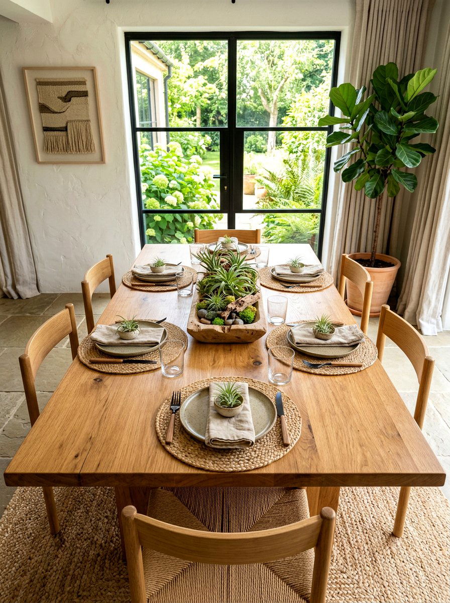 Braided Jute Organic Table - 30 layered tablescape dining ideas