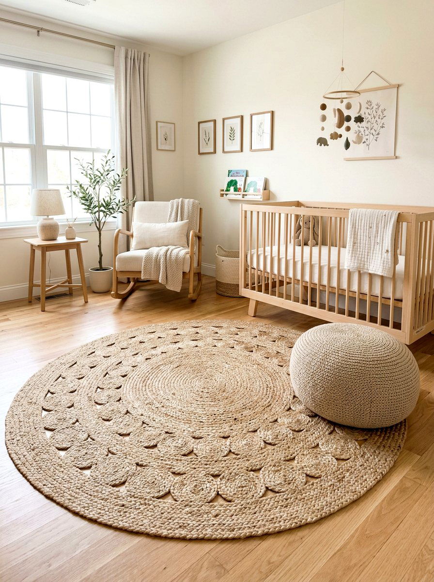 Braided Jute Rug - 30 gender neutral heirloom nursery ideas